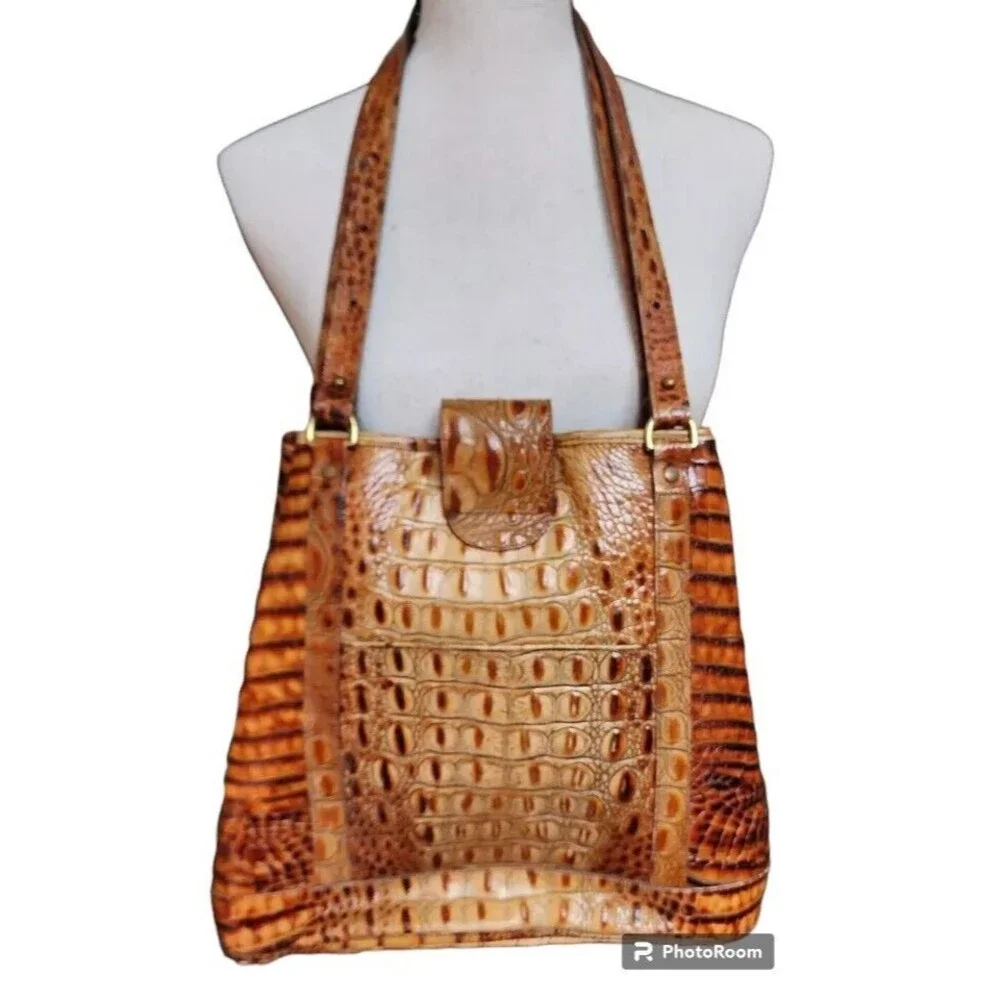 Brahmin Brown Leather Bucket Bag MINT - Picture 5 of 8